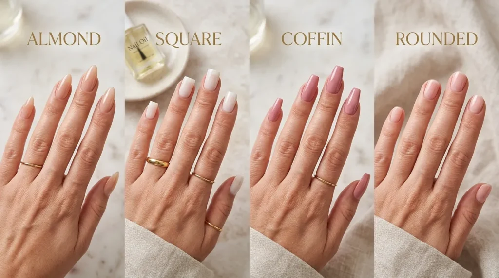 Different nail shapes suitable for winter manicure designs