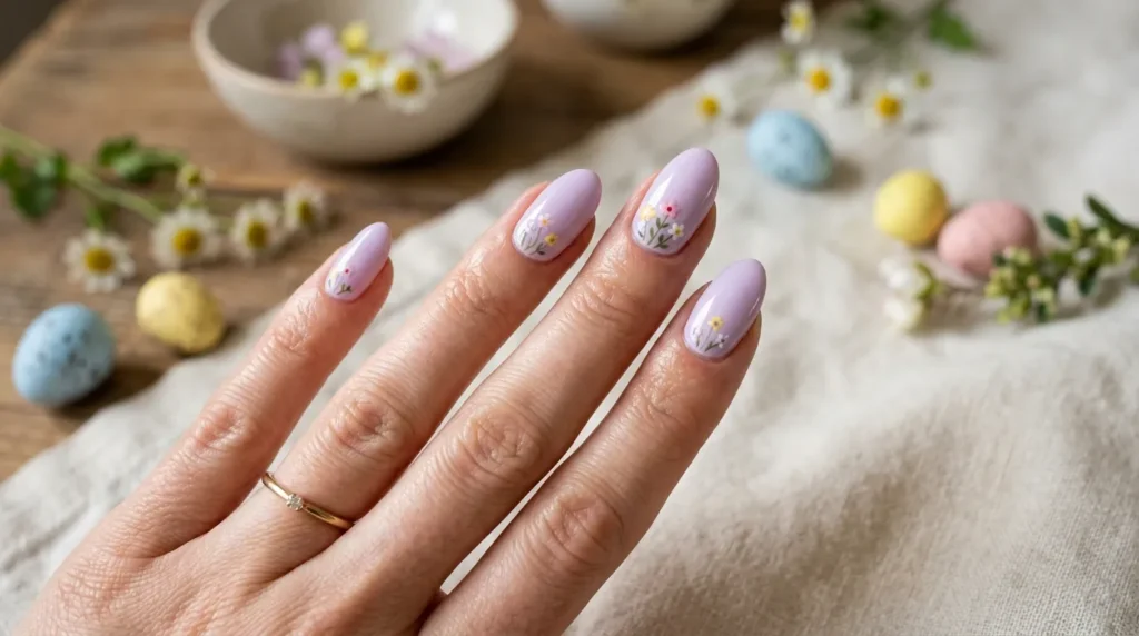 Minimal pastel manicure with simple nail art