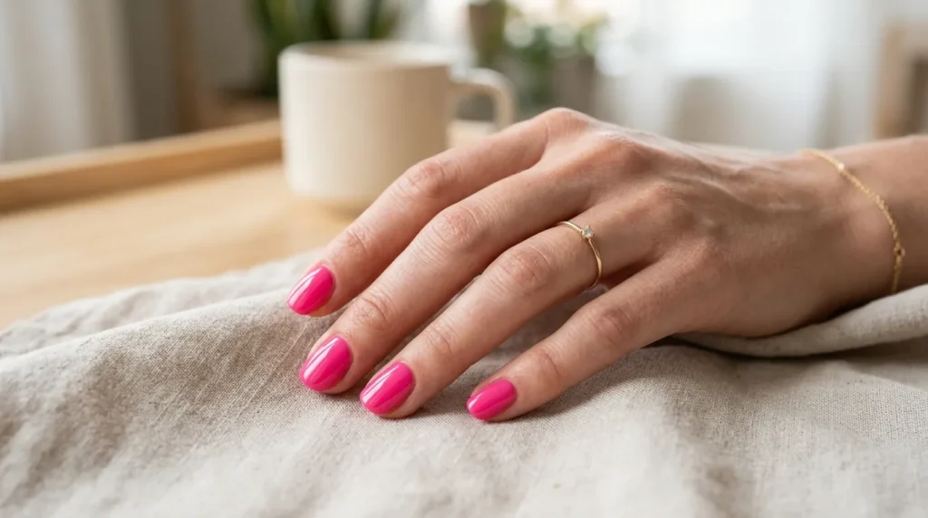 Beginner friendly hot pink nail ideas with simple manicure designs