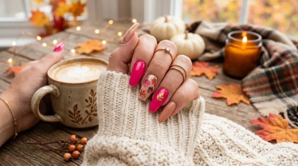 Warm toned manicure inspired by autumn