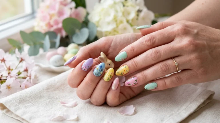 Elegant Easter Nails with pastel spring manicure