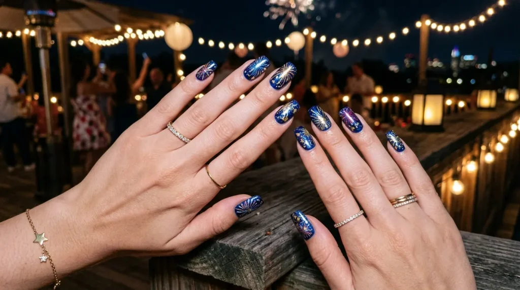 Firework inspired nail art for summer holiday celebrations