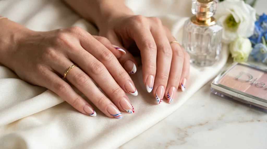 French tip Fourth of July Nails for summer celebrations