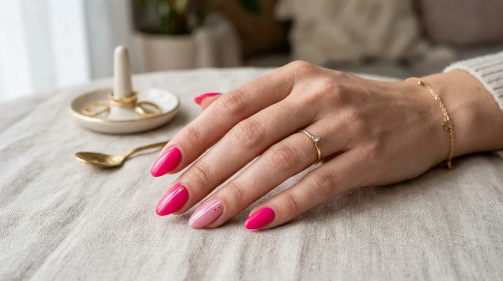 Simple manicure with subtle line details