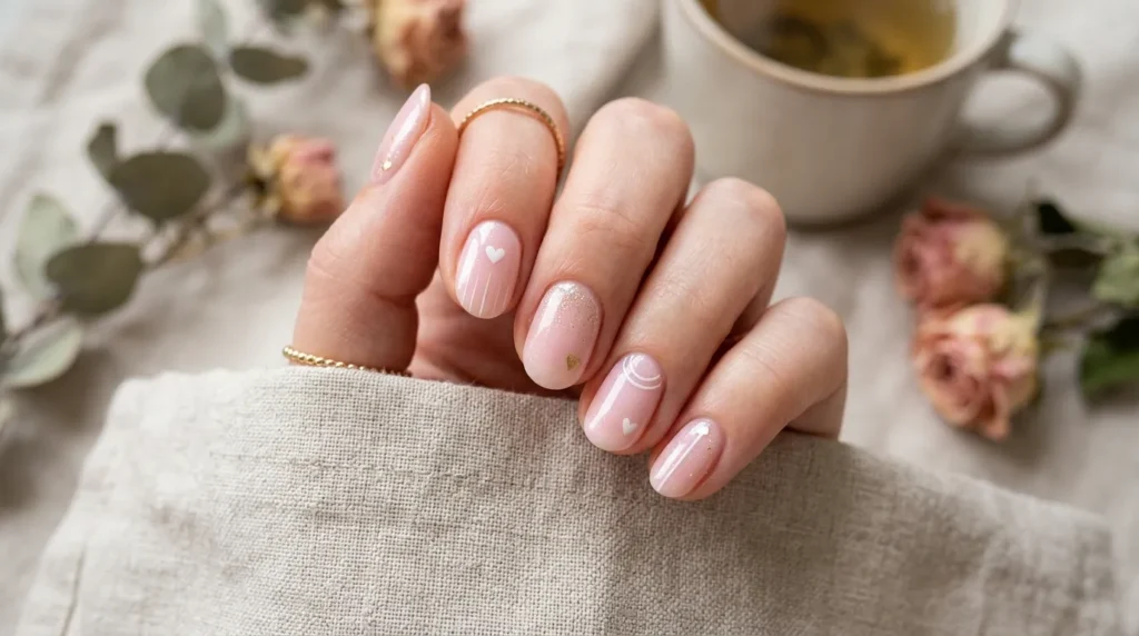 Minimal baby pink nail art ideas