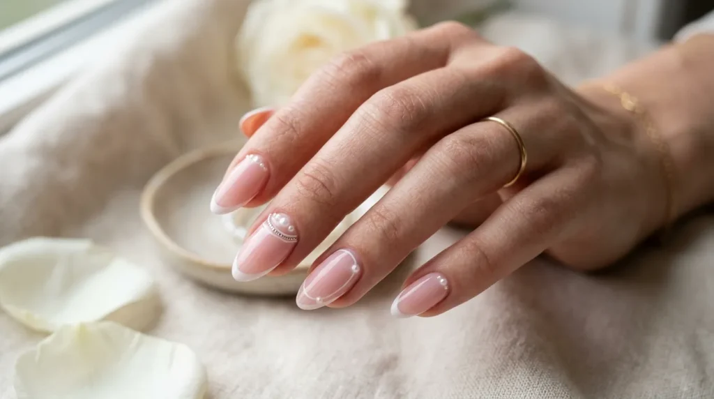 Minimal French manicure with delicate details