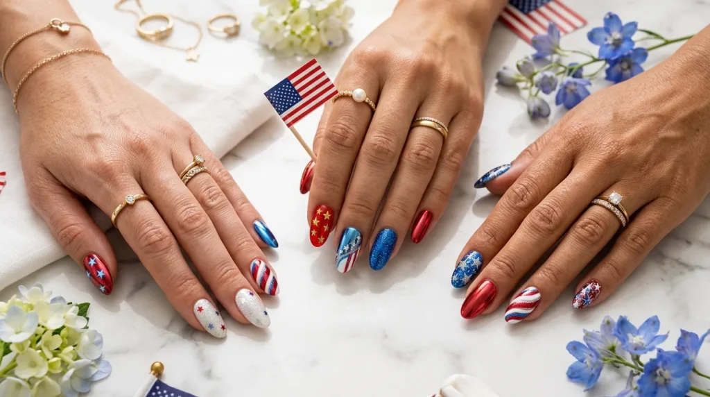 Elegant Fourth of July Nails inspiration for summer holiday