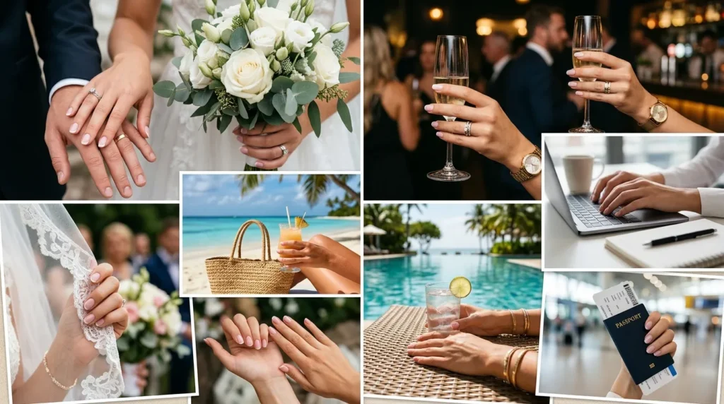 French manicure styles suitable for weddings parties and work