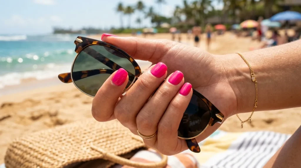 Bright summer manicure with jelly finish