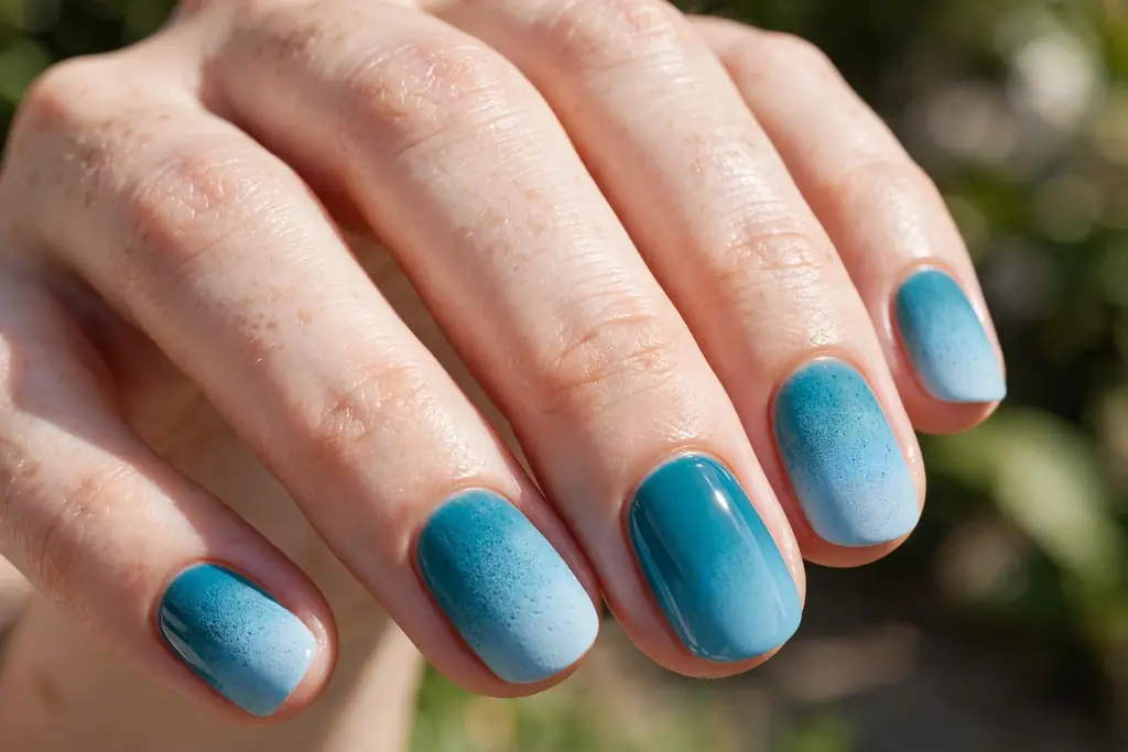 Sponge gradient ombre fading from teal blue to sky blue