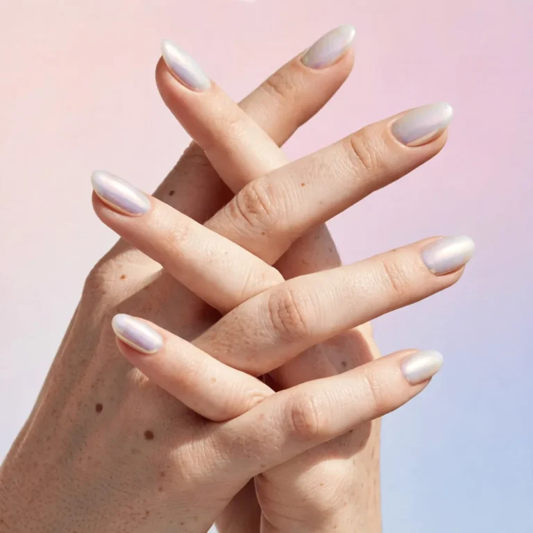 Viral glazed donut tiktok nails in pearlescent chrome