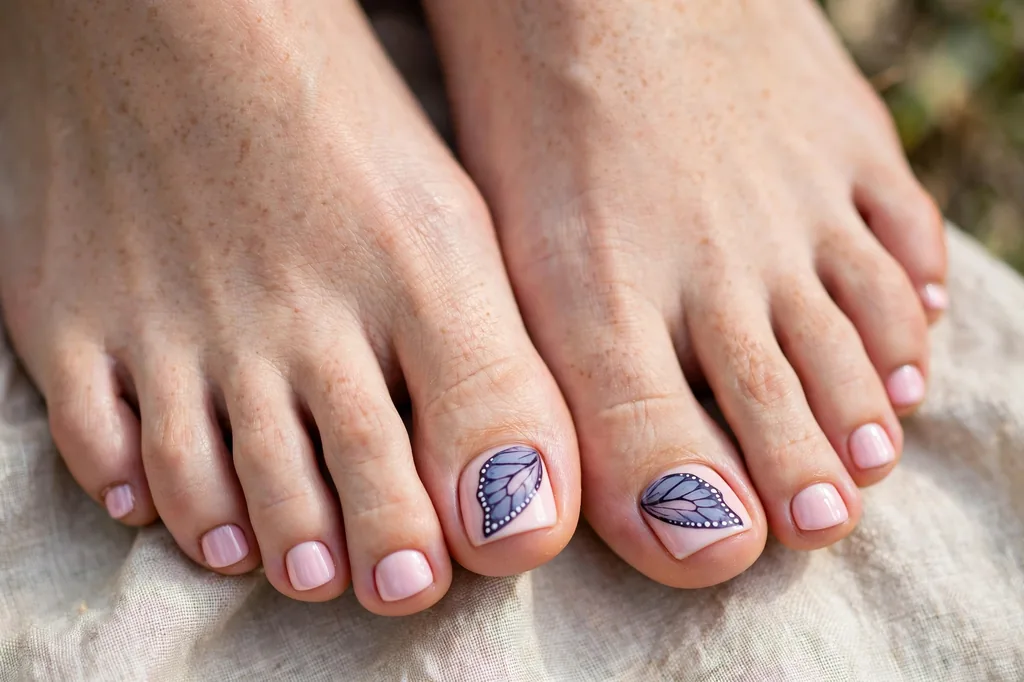 Butterfly wing art on pastel pink